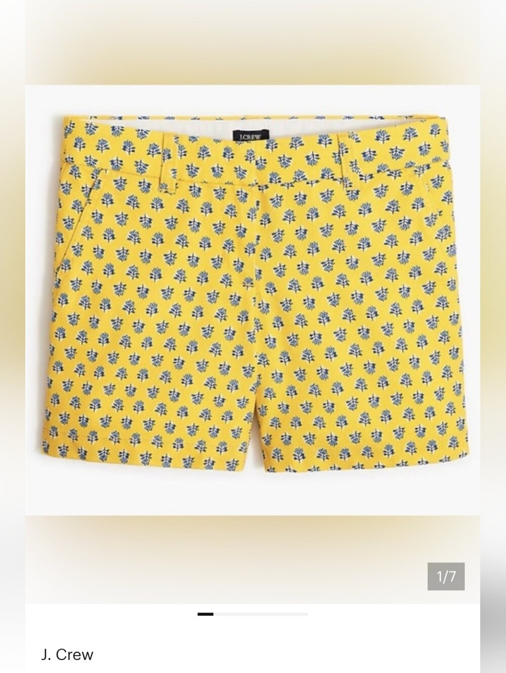 J. Crew 5" yellow print chino shorts